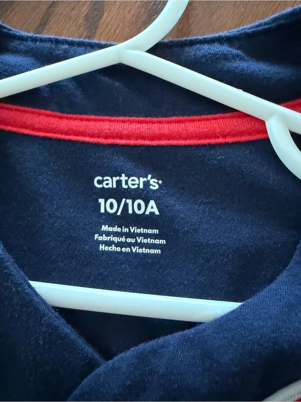 Carter's Navy Button-Front USA Baseball Shirt with Red & White Trim